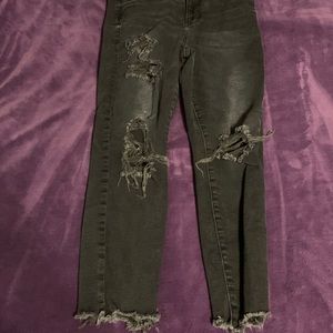 Faded Black American Eagle ripped jeggings. Size 14 short length.